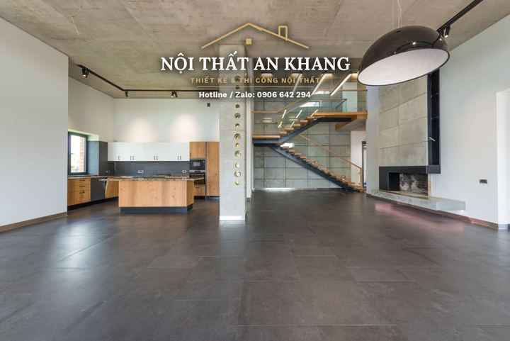 Cầu thang gỗ & sảnh biệt thự ven hồ – góc 5