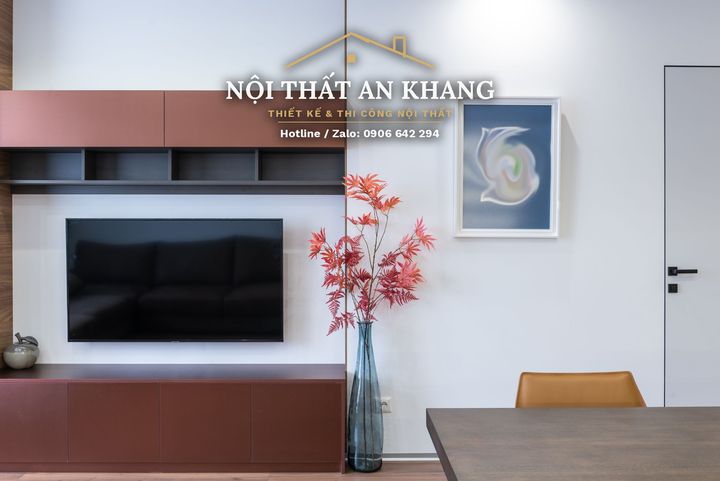 Căn hộ hiện đại vách gỗ LED – phòng khách, bếp, phòng ngủ, phòng tắm – góc 10