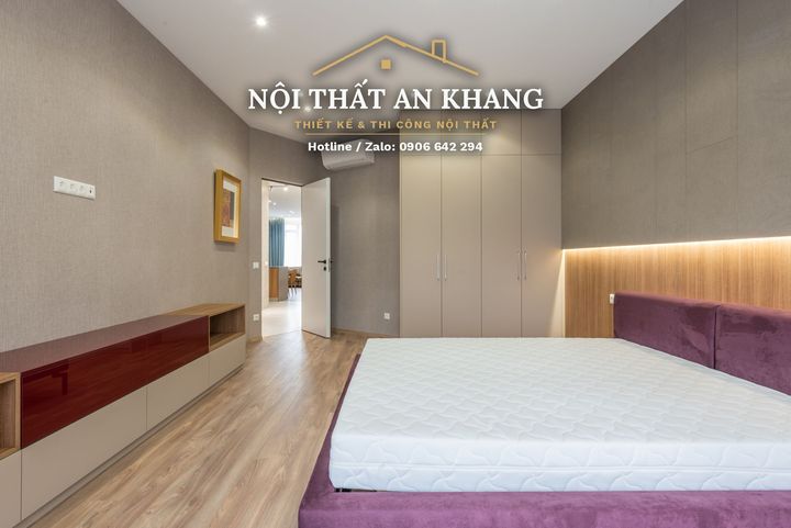 Căn hộ hiện đại vách gỗ LED – phòng khách, bếp, phòng ngủ, phòng tắm – góc 21