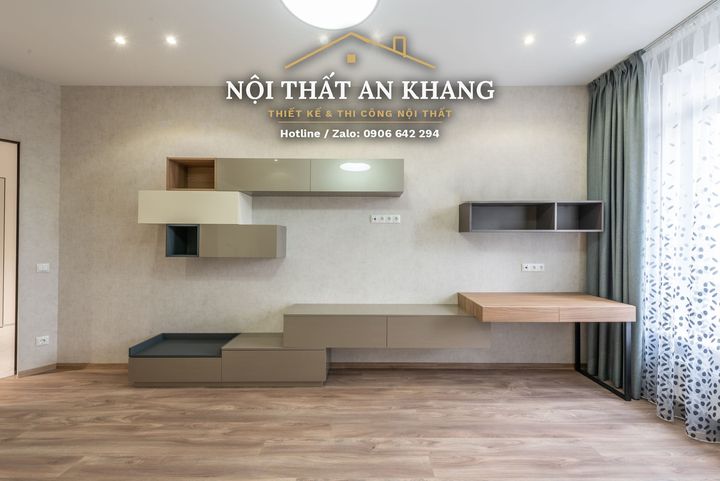 Căn hộ hiện đại vách gỗ LED – phòng khách, bếp, phòng ngủ, phòng tắm – góc 27