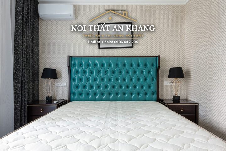 Căn hộ tân cổ điển xanh ngọc – phòng khách, bếp, phòng ngủ, phòng tắm – góc 11
