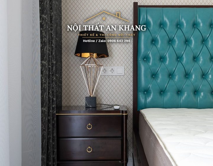 Căn hộ tân cổ điển xanh ngọc – phòng khách, bếp, phòng ngủ, phòng tắm – góc 14
