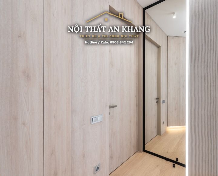 Căn hộ tối giản xám – trắng – phòng khách, phòng ngủ, phòng tắm – góc 15