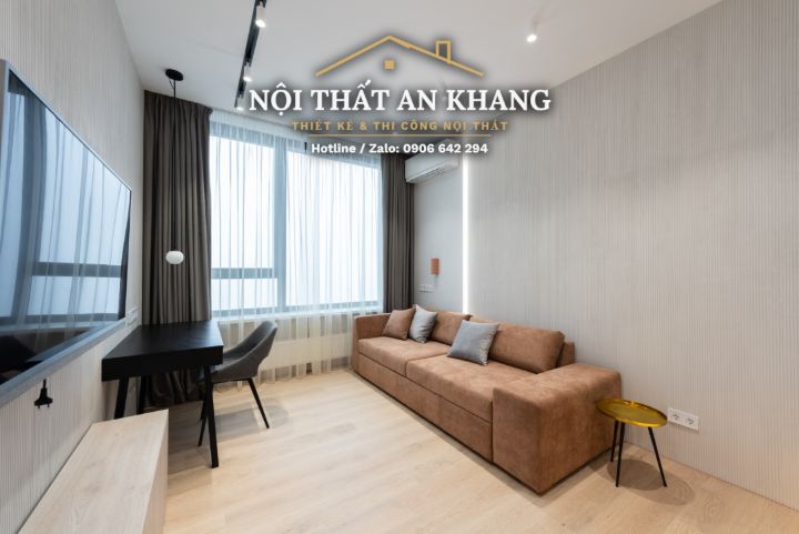 Căn hộ tối giản xám – trắng – phòng khách, phòng ngủ, phòng tắm – góc 4