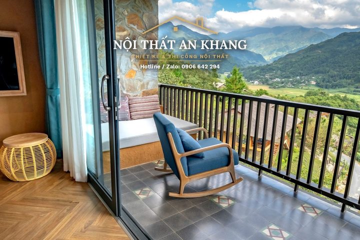 Phòng nghỉ Indochine giữa ruộng bậc thang – gạch bông, bồn tắm đá – góc 6