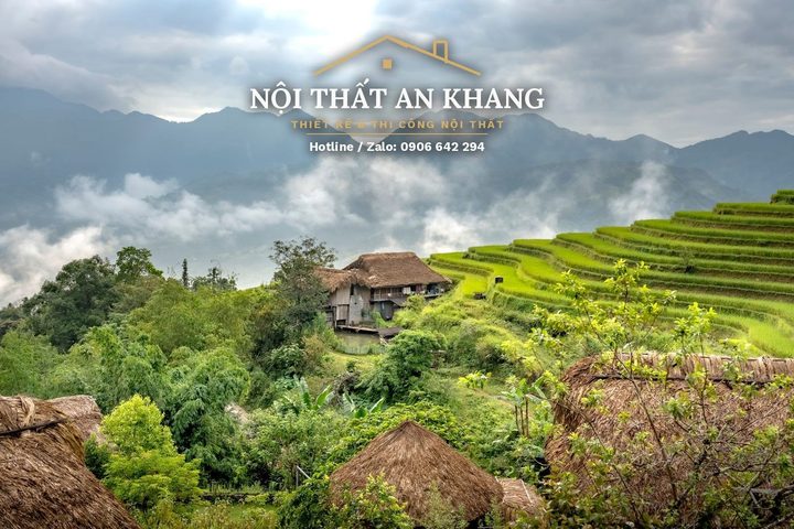 Phòng nghỉ Indochine giữa ruộng bậc thang – gạch bông, bồn tắm đá – góc 8