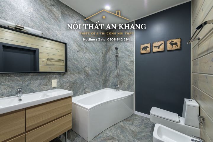 Phòng tắm nhà phố – gương tròn – góc 3