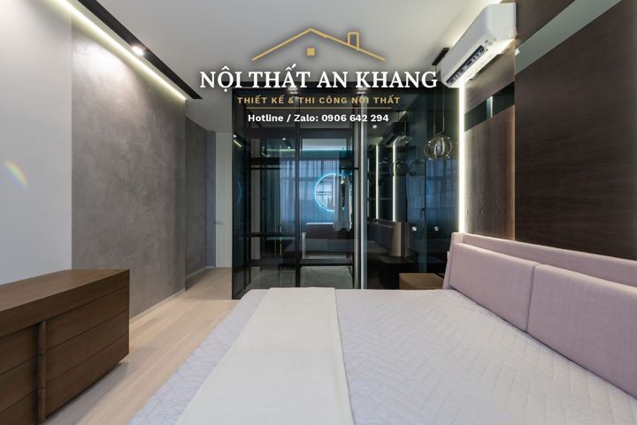 Phòng ngủ có phòng thay đồ vách kính – góc 2