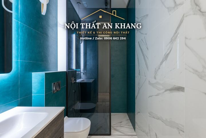 Phòng tắm vân đá trắng – góc 2