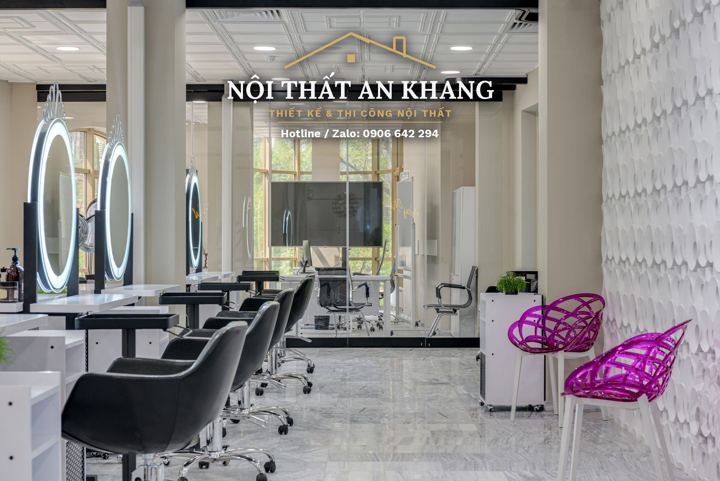 Salon tóc – bàn gương đèn tròn – góc 4