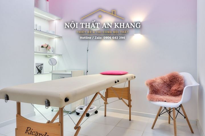 Spa tông hồng – phòng chăm sóc da – mẫu thiết kế nội thất spa & salon