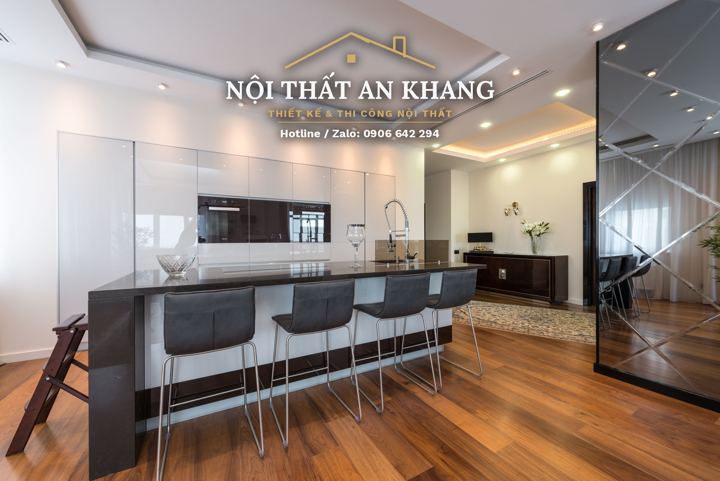 Tủ bếp Acrylic trắng bóng – góc 4