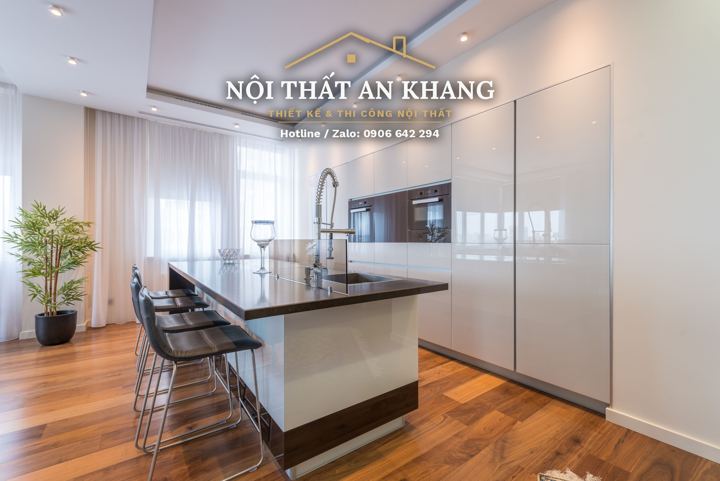 Tủ bếp Acrylic trắng bóng – góc 5